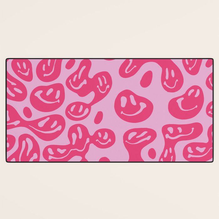 Hot Pink Dripping Smiley Desk Mat Gallery Image 3