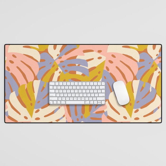 Color Block Monstera Pink + Lavender Desk Mat Gallery Image 1