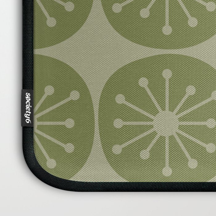 Mid Century Modern Atomic Dots Retro Pattern in Muted Vintage Olive Green Laptop Sleeve Gallery Image 3
