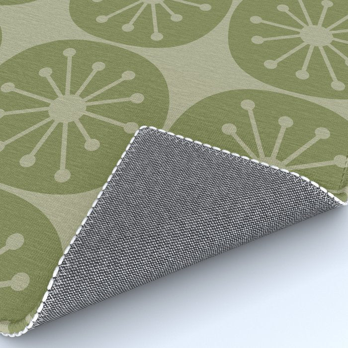 Mid Century Modern Atomic Dots Retro Pattern in Muted Vintage Olive Green Rug Gallery Image 4