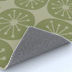 Mid Century Modern Atomic Dots Retro Pattern in Muted Vintage Olive Green Rug Gallery Image 4