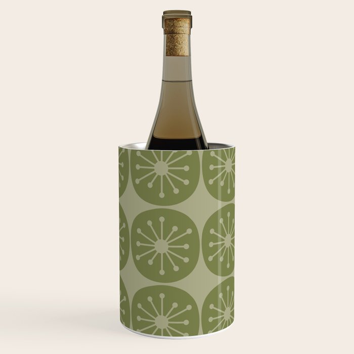 Mid Century Modern Atomic Dots Retro Pattern in Muted Vintage Olive Green Wine Chiller Gallery Image 3