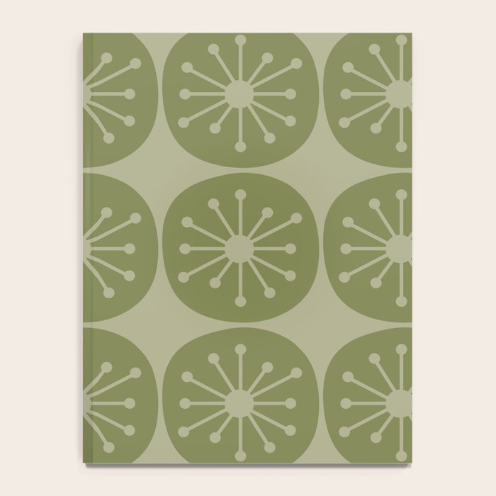 Mid Century Modern Atomic Dots Retro Pattern in Muted Vintage Olive Green Notebook Gallery Image 4