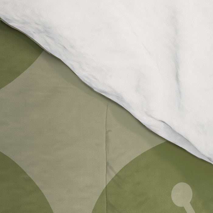 Mid Century Modern Atomic Dots Retro Pattern in Muted Vintage Olive Green Comforter Gallery Image 4