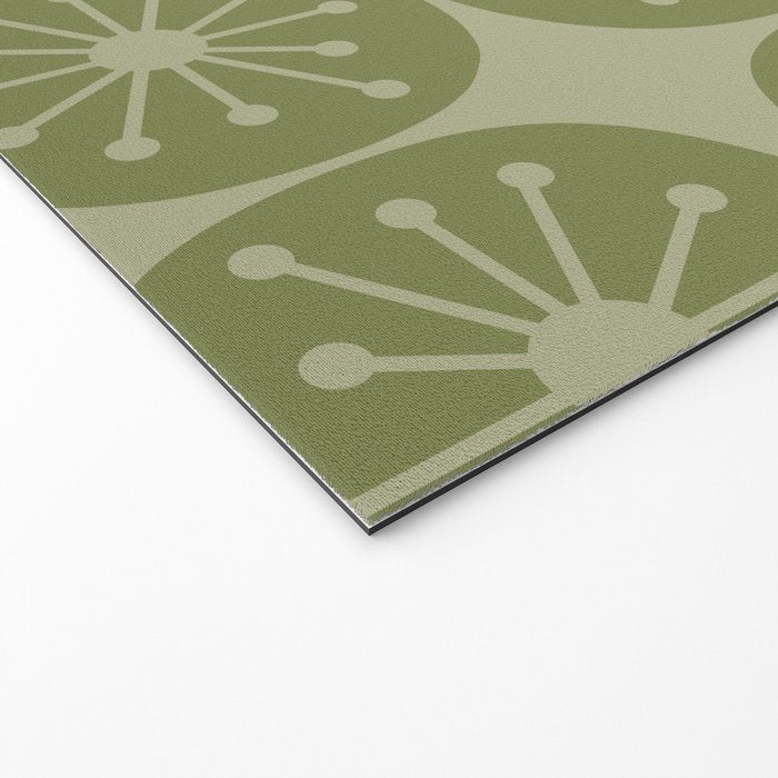Mid Century Modern Atomic Dots Retro Pattern in Muted Vintage Olive Green Welcome Mat Gallery Image 2