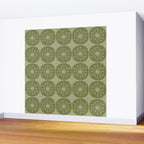Mid Century Modern Atomic Dots Retro Pattern in Muted Vintage Olive Green Wall Mural Gallery Image 2