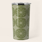 Mid Century Modern Atomic Dots Retro Pattern in Muted Vintage Olive Green Travel Mug Gallery Image 1