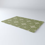 Mid Century Modern Atomic Dots Retro Pattern in Muted Vintage Olive Green Rug Gallery Image 3