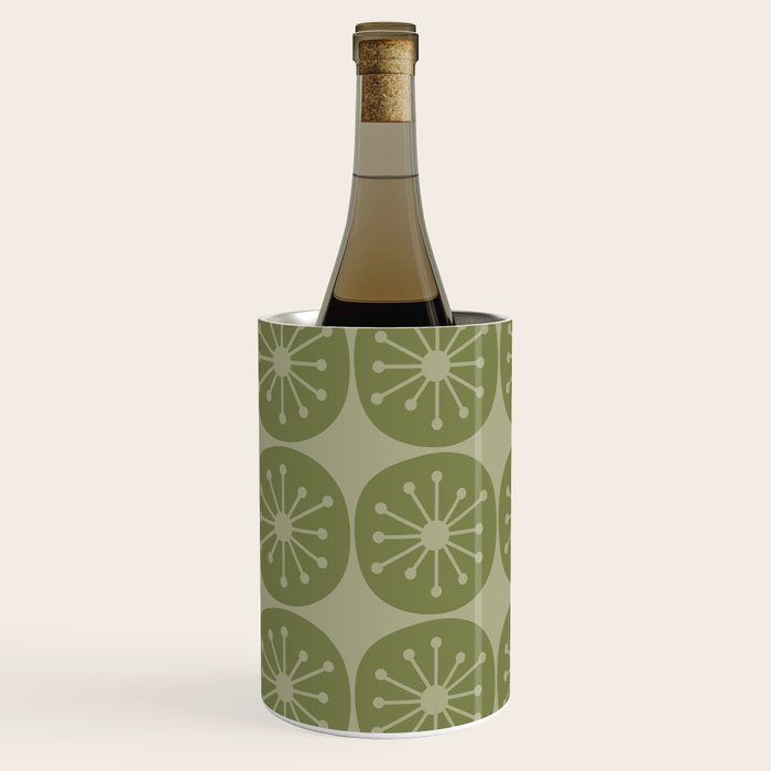 Mid Century Modern Atomic Dots Retro Pattern in Muted Vintage Olive Green Wine Chiller Gallery Image 2