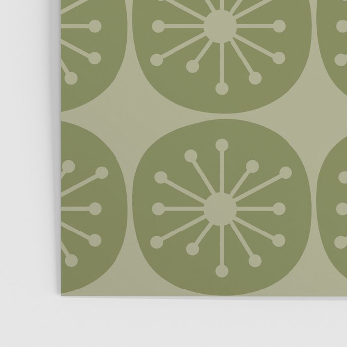 Mid Century Modern Atomic Dots Retro Pattern in Muted Vintage Olive Green Poster Gallery Image 3