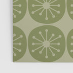Mid Century Modern Atomic Dots Retro Pattern in Muted Vintage Olive Green Poster Gallery Image 3