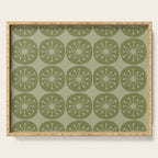 Mid Century Modern Atomic Dots Retro Pattern in Muted Vintage Olive Green Serving Tray Gallery Image 1