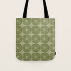 Mid Century Modern Atomic Dots Retro Pattern in Muted Vintage Olive Green Tote Bag Gallery Image 1