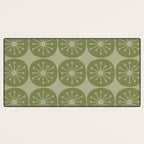 Mid Century Modern Atomic Dots Retro Pattern in Muted Vintage Olive Green Desk Mat Gallery Image 3