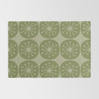 Mid Century Modern Atomic Dots Retro Pattern in Muted Vintage Olive Green Rug Gallery Image 2
