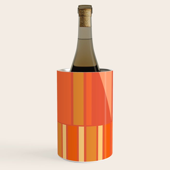 Mid Century Modern Modtastic Geometric Abstract Orange Yellow Wine Chiller Gallery Image 2