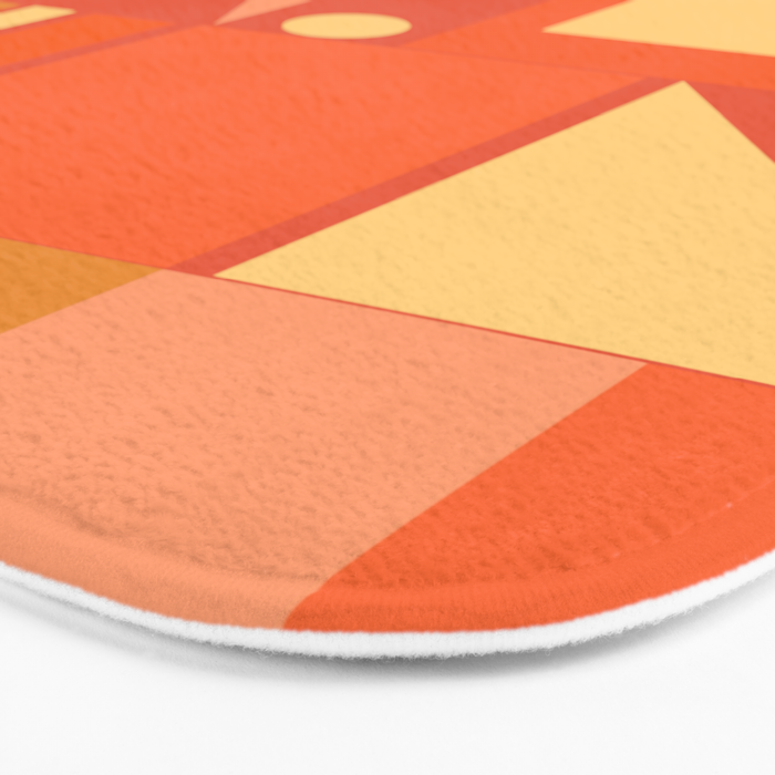 Mid Century Modern Modtastic Geometric Abstract Orange Yellow Bath Mat Gallery Image 3