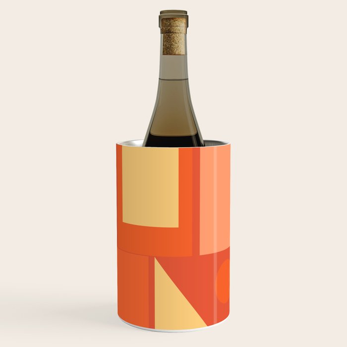 Mid Century Modern Modtastic Geometric Abstract Orange Yellow Wine Chiller Gallery Image 3
