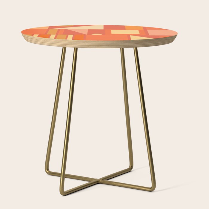 Mid Century Modern Modtastic Geometric Abstract Orange Yellow Side Table Gallery Image 1