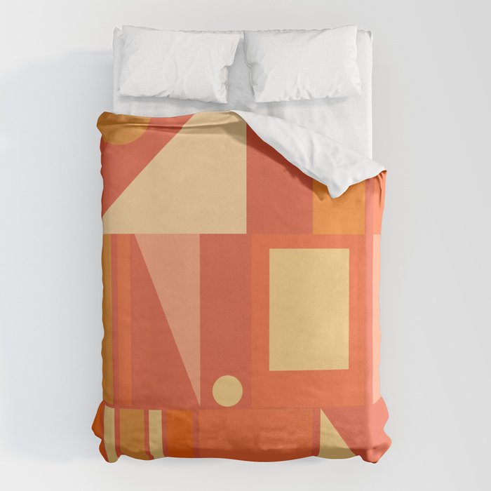 Mid Century Modern Modtastic Geometric Abstract Orange Yellow Duvet Cover Gallery Image 6
