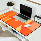 Mid Century Modern Modtastic Geometric Abstract Orange Yellow Desk Mat Gallery Image 2
