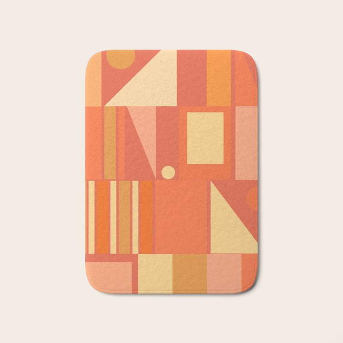 Mid Century Modern Modtastic Geometric Abstract Orange Yellow Bath Mat Gallery Image 1