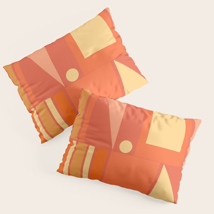 Mid Century Modern Modtastic Geometric Abstract Orange Yellow Pillow Sham Gallery Image 1
