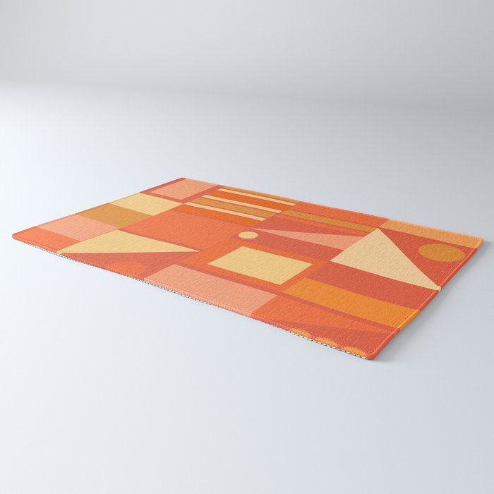 Mid Century Modern Modtastic Geometric Abstract Orange Yellow Rug Gallery Image 3
