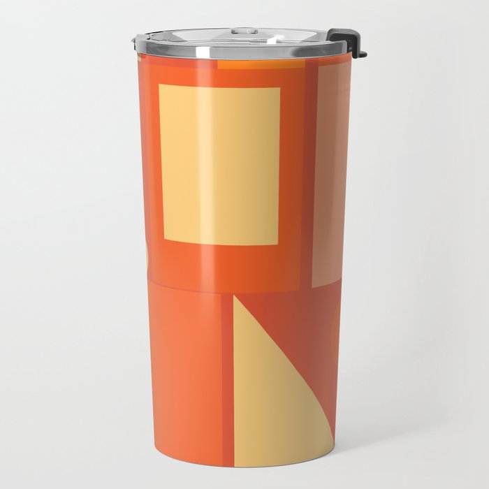 Mid Century Modern Modtastic Geometric Abstract Orange Yellow Travel Mug Gallery Image 2