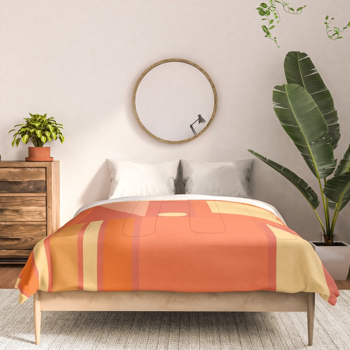 Mid Century Modern Modtastic Geometric Abstract Orange Yellow Comforter Gallery Image 3