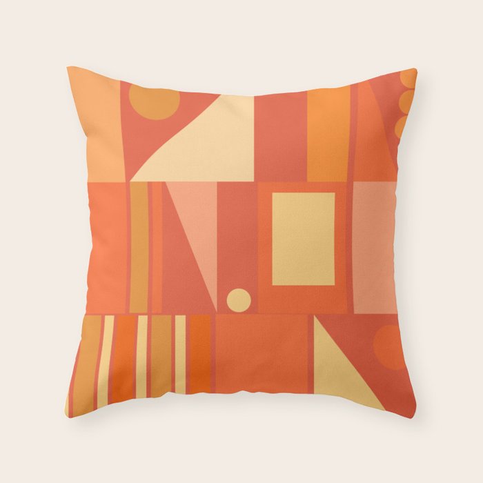 Mid Century Modern Modtastic Geometric Abstract Orange Yellow Throw Pillow Gallery Image 1
