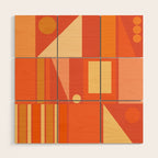 Mid Century Modern Modtastic Geometric Abstract Orange Yellow Wood Wall Art Gallery Image 1