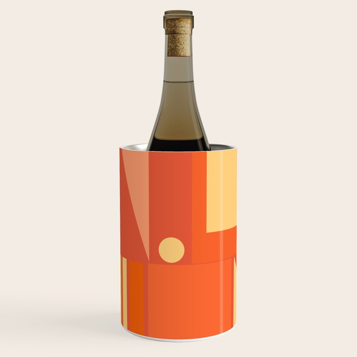 Mid Century Modern Modtastic Geometric Abstract Orange Yellow Wine Chiller Gallery Image 1