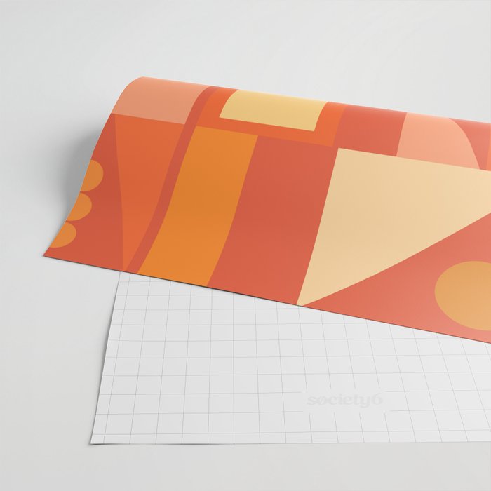 Mid Century Modern Modtastic Geometric Abstract Orange Yellow Wrapping Paper Gallery Image 2
