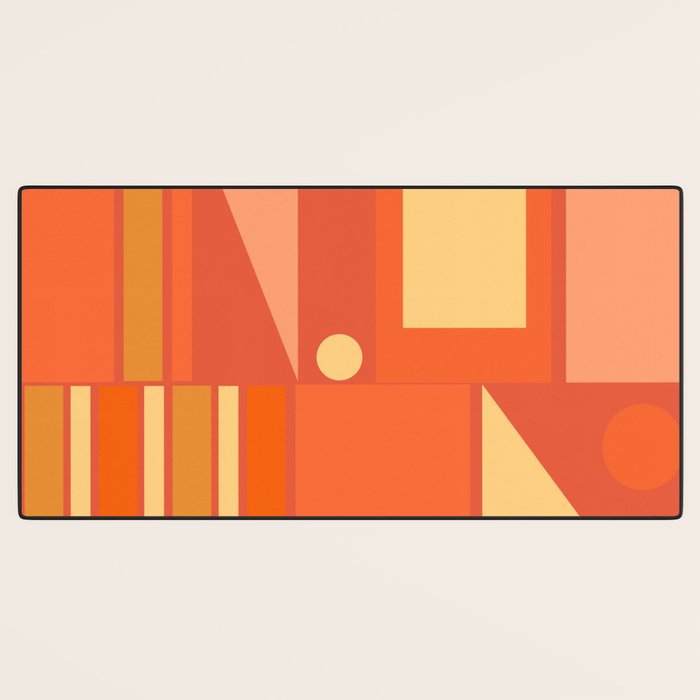 Mid Century Modern Modtastic Geometric Abstract Orange Yellow Desk Mat Gallery Image 3