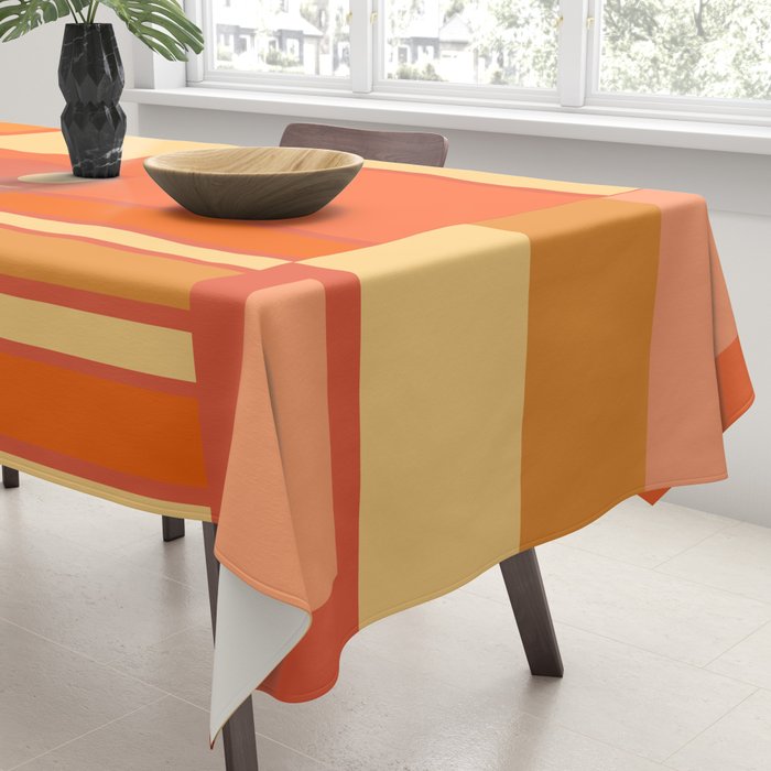Mid Century Modern Modtastic Geometric Abstract Orange Yellow Tablecloth Gallery Image 3