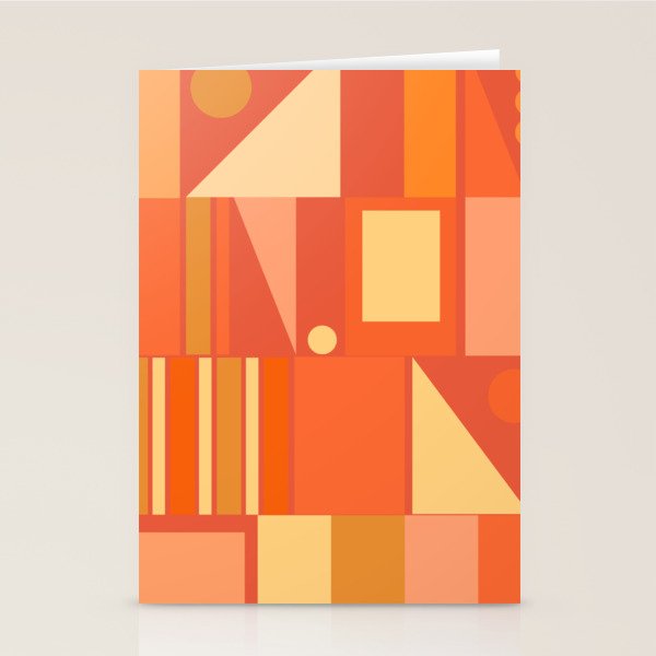 Mid Century Modern Modtastic Geometric Abstract Orange Yellow Stationery Card Gallery Image 2