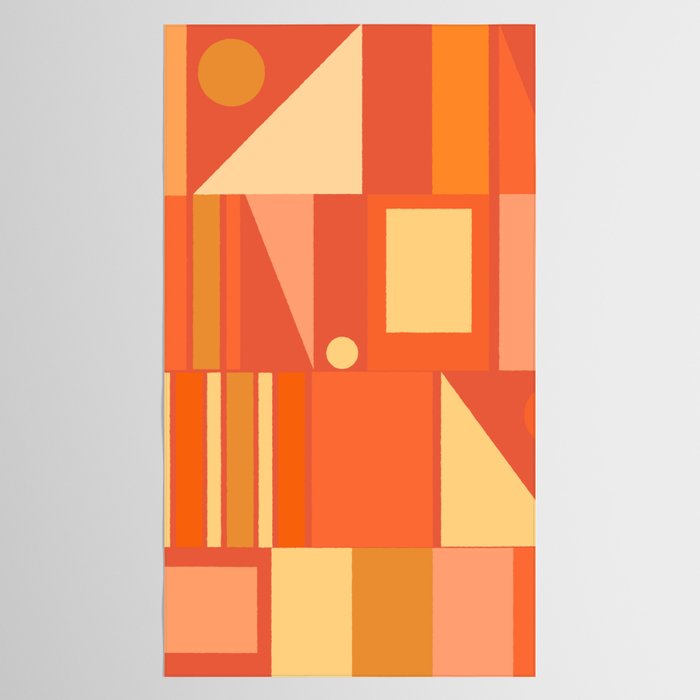 Mid Century Modern Modtastic Geometric Abstract Orange Yellow Tablecloth Gallery Image 2