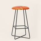 Mid Century Modern Modtastic Geometric Abstract Orange Yellow Stool Gallery Image 1