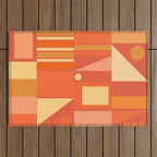 Mid Century Modern Modtastic Geometric Abstract Orange Yellow Outdoor Rug Gallery Image 1