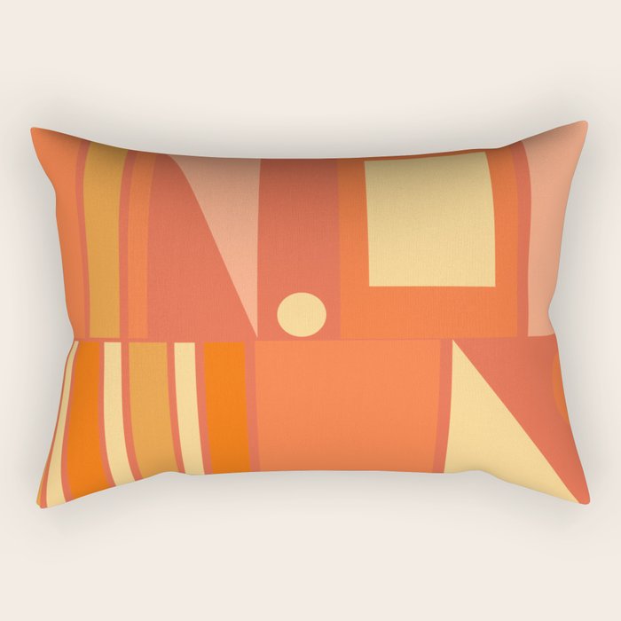 Mid Century Modern Modtastic Geometric Abstract Orange Yellow Rectangular Pillow Gallery Image 1