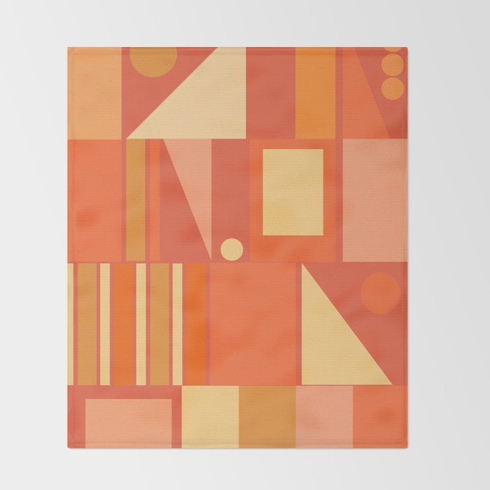 Mid Century Modern Modtastic Geometric Abstract Orange Yellow Throw Blanket Gallery Image 2