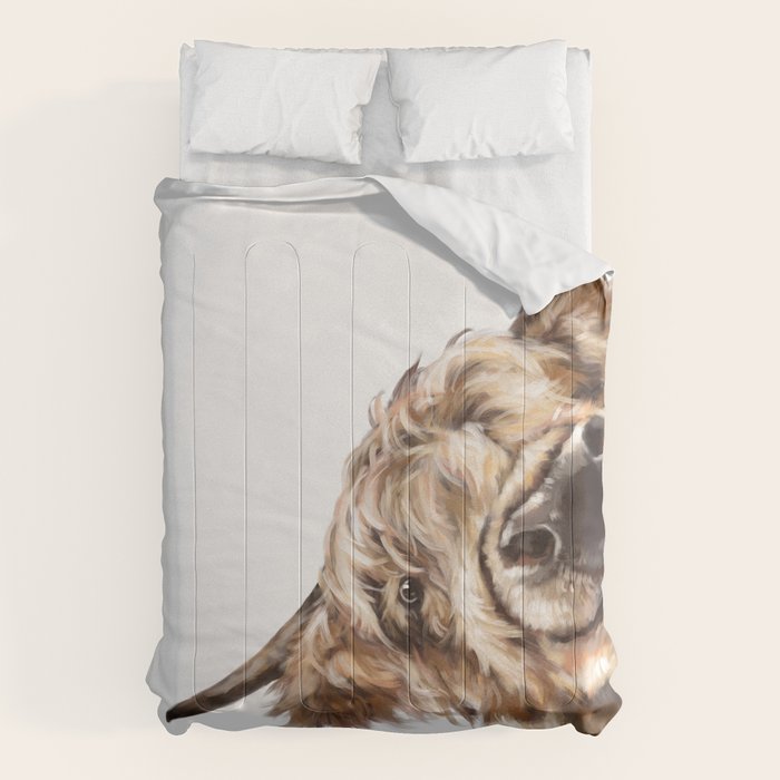 Sneaky Highland Cow Comforter Gallery Image 1
