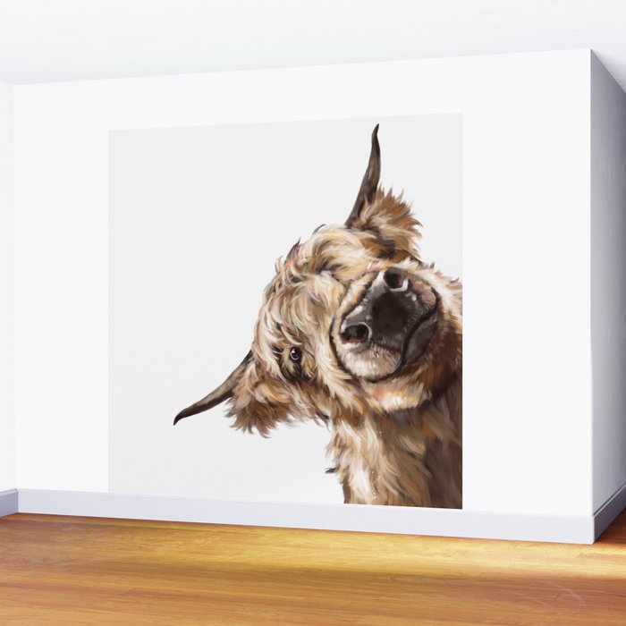 Sneaky Highland Cow Wall Mural Gallery Image 2