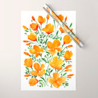 Watercolor California poppies Wrapping Paper Gallery Image 1