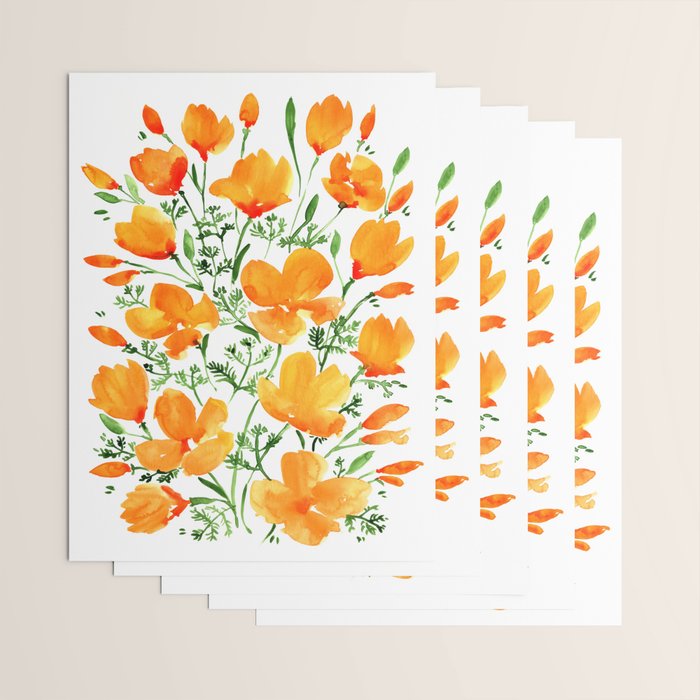 Watercolor California poppies Wrapping Paper Gallery Image 3