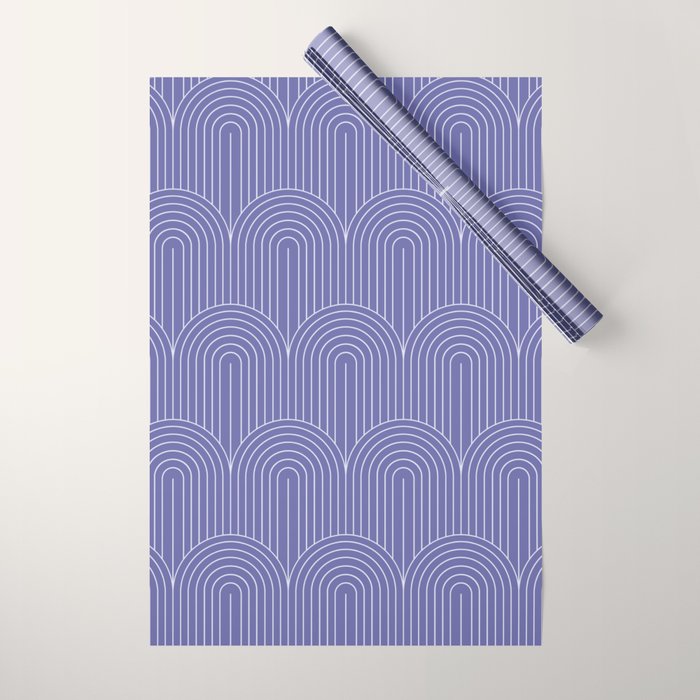 Art Deco Arch Pattern XXI Very Peri Wrapping Paper Gallery Image 1