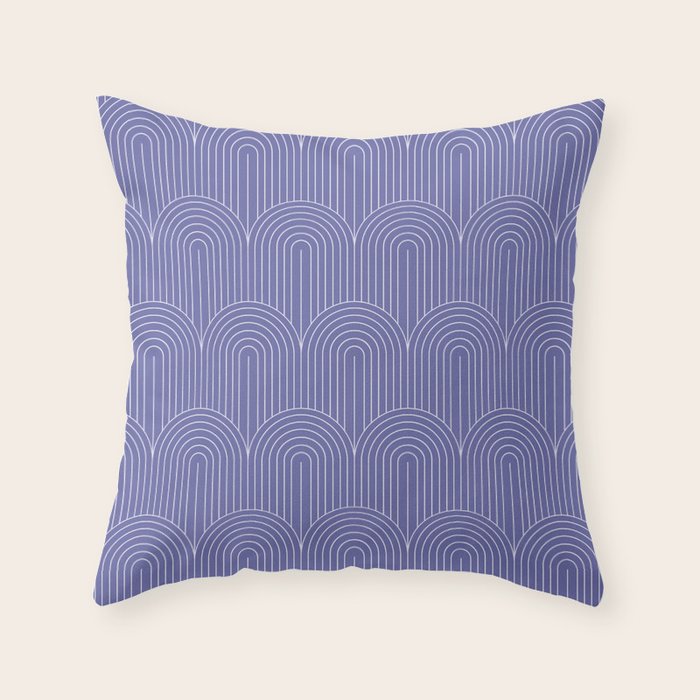 Art Deco Arch Pattern XXI Very Peri Throw Pillow Gallery Image 6