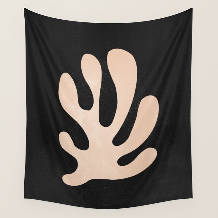 Noir Leaf: Mid Century Modern Matisse Edition Wall Tapestry Gallery Image 4
