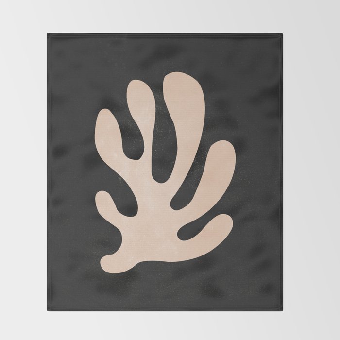 Noir Leaf: Mid Century Modern Matisse Edition Throw Blanket Gallery Image 2